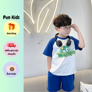 Set bộ cotton hoạ tiết in hình thú Monster cho bé từ 8-30kg BD88