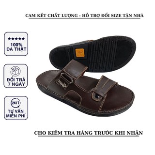 Dép nam da bò cao cấp thiên ân màu nâu-hy72