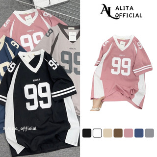 Áo phông tay lỡ bóng đá số 99 siêu hot, đủ size đủ màu, Alita áo phông phối bóng đá unisex nam nữ form rộng AC14