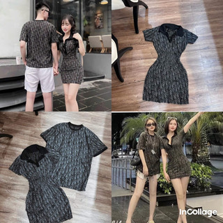 SET 2 MÓN ÁO NAM VÀ VÁY NỮ DO COTTON XƯỚC