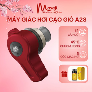 Máy giác hơi cạo gió A28 có 12 cấp độ điều chỉnh chiếu xạ ánh sáng xanh và đỏ tặng kèm 5 cốc giác hơi chính hãng Masaji