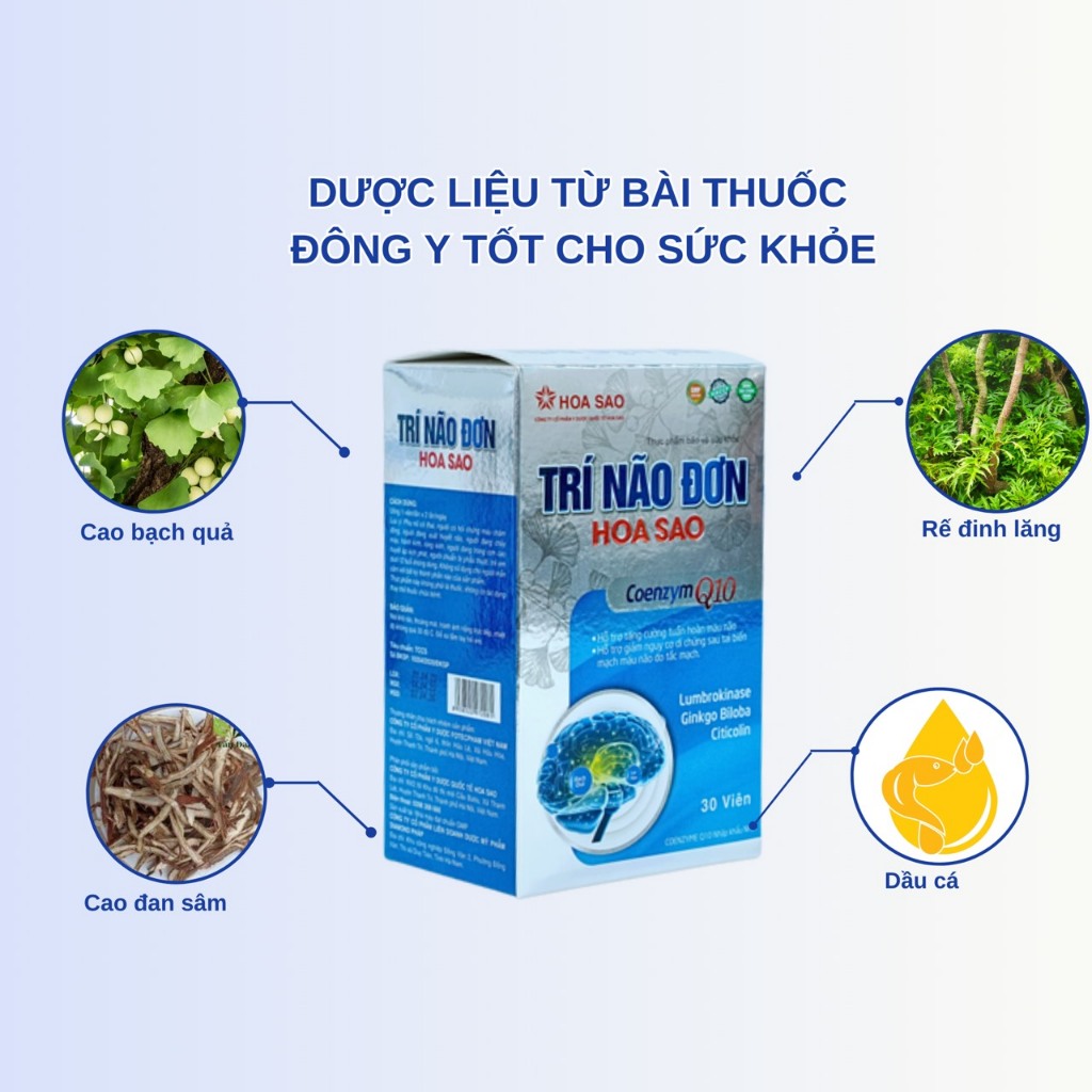 Viên Uống Bổ Não Cải Thiện Trí Nhớ Tăng Tuần Hoàn Máu Não Trí Não Đơn Hoa