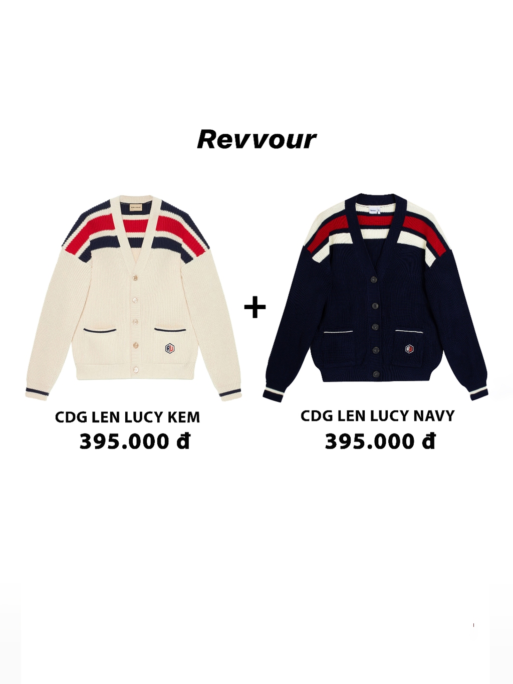 Combo 2 Áo Cardigan len RvR Lucy Navy/ Cream, áo Cardigan khoác ngoài form rộng Hàng QC 2026