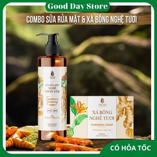 Combo Xà Bông MELA + Sữa Rửa Mặt Nghệ MELA Thiên Nhiên, Trắng Da Giảm Thâm Mụn
