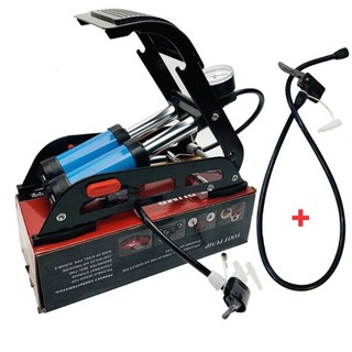 Bơm đạp chân xe đạp xe máy Foot pump 2 ống xilanh, bơm đa năng, bơm bóng, bơm phao