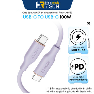 Cáp sạc anker 643 powerline iii flow usb-c to usb-c 100w dài 1.8m a8553