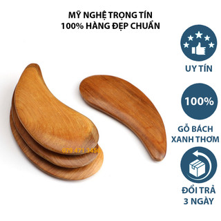 Combo 2 dụng cụ massage cạo gió lam min da mặt bằng gỗ bách xanh thơm mh878