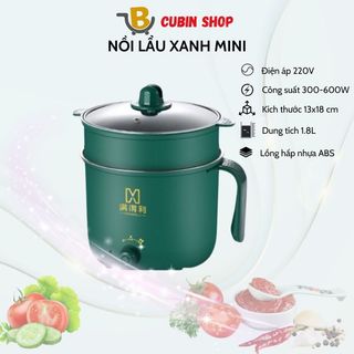 Nồi Lẩu Điện Mini, Nấu Mì 2 Tầng Kèm Giá Hấp Đa Năng Nướng, Luộc, Chiên Chống Dính Vấn Đá Tiện Lợi, Ca nấu mì mẫu mới