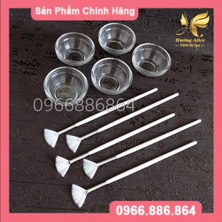 Bộ bát quét peel da, bát thủy tinh và chổi quét peel cao cấp