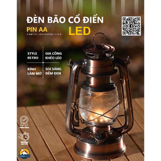 Đèn bão LED cổ điển dùng pin AA gắn rời trang trí cắm trại dã ngoại du lịch