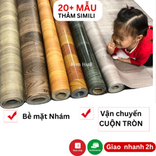 Thảm lót sàn simili nhựa giả gỗ, thảm nhựa trải sàn vân gỗ chống trượt, miếng dán nền nhà nhám dày 0.5mm giá rẻ