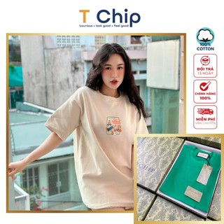 (Full Box) Áo thun tay lỡ form rộng TChip Mã H366 - Áo thun nam nữ cổ tròn unisex nhiều màu lựa chọn Oversize in hình