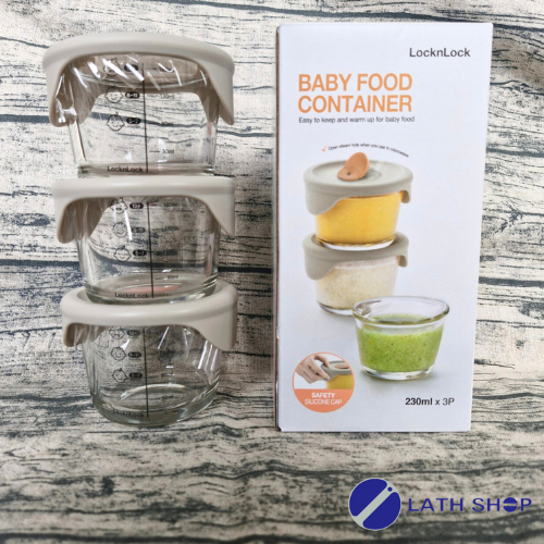 Bộ 3 Hộp Thủy Tinh Đựng Thức Ăn Cho Bé Ăn Dặm Có Chia VạchLock&Lock LLG508S3 230ml - Hàng Chính Hãng