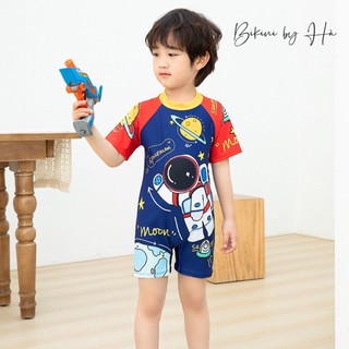 ĐỒ BƠI BÉ TRAI họa tiết hoạt hình dễ thương dáng 1 mảnh ngắn tay,chất liệu co dãn cho bé trai từ 3-10 tuổi