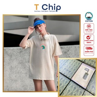 (Full Box) Áo thun tay lỡ form rộng TChip Mã H368 - Áo thun nam nữ cổ tròn unisex nhiều màu lựa chọn Oversize in hình