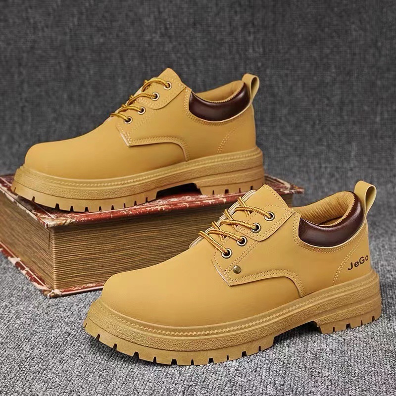 Giày Bốt Derby Cổ Thấp BCT04 Màu Da Bò