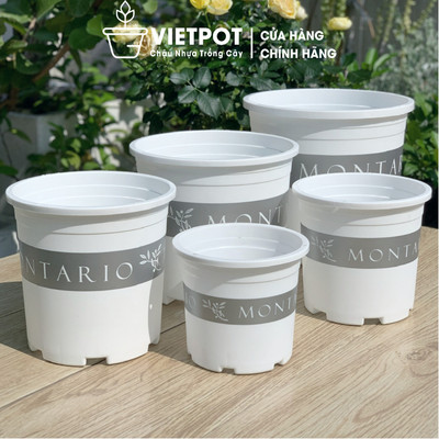[Mã INBAU154 giảm 15K đơn 99K] Chậu nhựa trồng cây VIETPOT, màu trắng Montario, sân vườn, hoa.