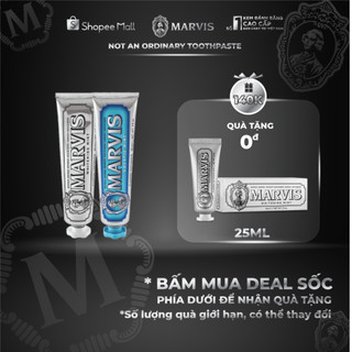 Combo 2 tuýp kem đánh răng marvis whitening mint & aquatic mint 85ml