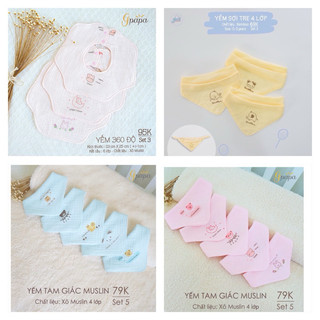 Yếm cho bé Goodmama chất liệu sợi tre 4 lớp - Set 3 yếm xô sợi tre kháng khuẩn - khử mùi