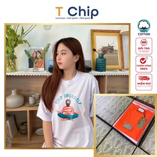 (Full Box) Áo thun tay lỡ form rộng TChip Mã H419 - Áo thun nam nữ cổ tròn unisex nhiều màu lựa chọn Oversize in hình