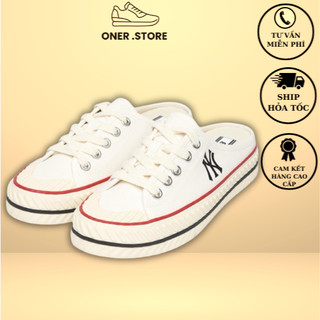 Giày ml.b playball origin mule màu trắng buby kid fashion, giầỳ sục mlb logo ny viền đỏ bản best full, box,bill