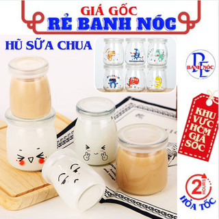 COMBO 12 Hũ Thủy Tinh Làm Sữa Chua, Panacotta, Plan 100ML - Hũ Sữa Chua Có Nắp Họa Tiết Dễ Thương - Lọ Thủy Tinh, Hũ Pet
