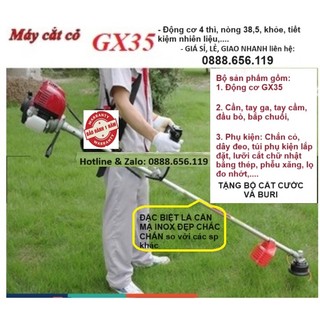 Máy cắt cỏ GX35 Model 2024,động cơ 4 thì, nòng 38.5, cần mạ INOX bền đẹp,  chắc chắn,  bảo hành 12 tháng, quà tặng kèm