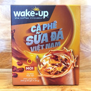 WAKE UP [hộp VÀNG 240g / 10 gói] CÀ PHÊ SỮA ĐÁ VIỆT NAM VINACAFE BH 3 in 1 Coffee and Times