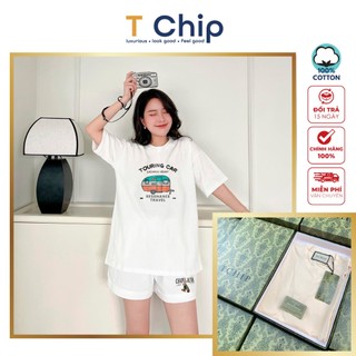(Full Box) Áo thun tay lỡ form rộng TChip Mã H423 - Áo thun nam nữ cổ tròn unisex nhiều màu lựa chọn Oversize in hình