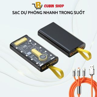 Sạc dự phòng trong suốt, Hỗ Trợ Sạc Nhanh Chuẩn PD, Chính hãng , Có Cáp Sạc Đi Kèm, Nhẹ, Bảo Hành 12 Tháng hot hot new