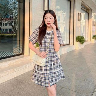 GOLA - Đầm ALYSSA - Đầm suông cổ tròn caro