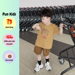 Set bộ cotton cộc tay mùa hè hoạ tiết oto phong cách Hàn Quốc cho bé trai từ 9-25kg BD89