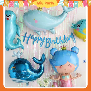 Bong bóng chủ đề đại dương, sinh vật biển, tiên cá trang trí sinh nhật cho bé - miu party