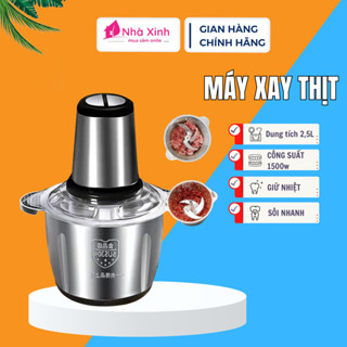 Máy xay thịt đa năng, cối xay thịt inox 304, máy xay thịt mini công suất lớn 250w, dung tích 2 lít, kèm 4 lưỡi tiện lợi