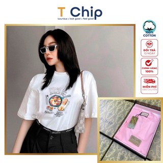 (Full Box) Áo thun tay lỡ form rộng TChip Mã H424 - Áo thun nam nữ cổ tròn unisex nhiều màu lựa chọn Oversize in hình
