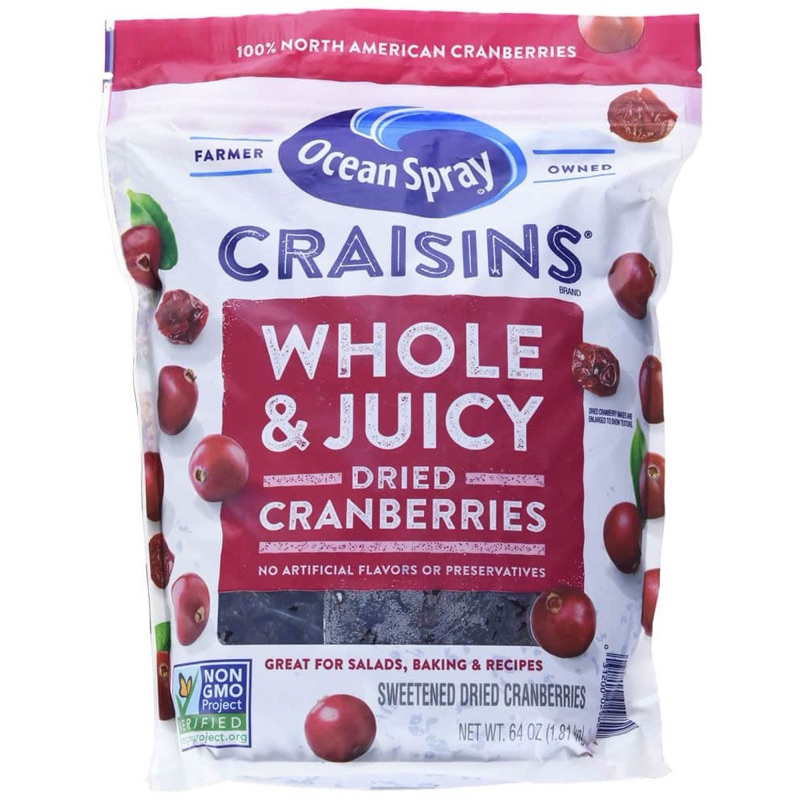 NAM VIỆT QUẤT SẤY KHÔ OCEAN SPRAY CRAISINS WHOLE DRIED CRANBERRIES 1.8KG DATE 8/25