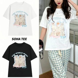 ÁO PHÔNG NỮ OVERSIZE, ÁO PHÔNG, ÁO THUN NAM NỮ TAY LỠ COTTON IN 5 CON MÈO FORM RỘNG ÁO PHÔNG FORM RỘNG UNISEX - SOHA TEE