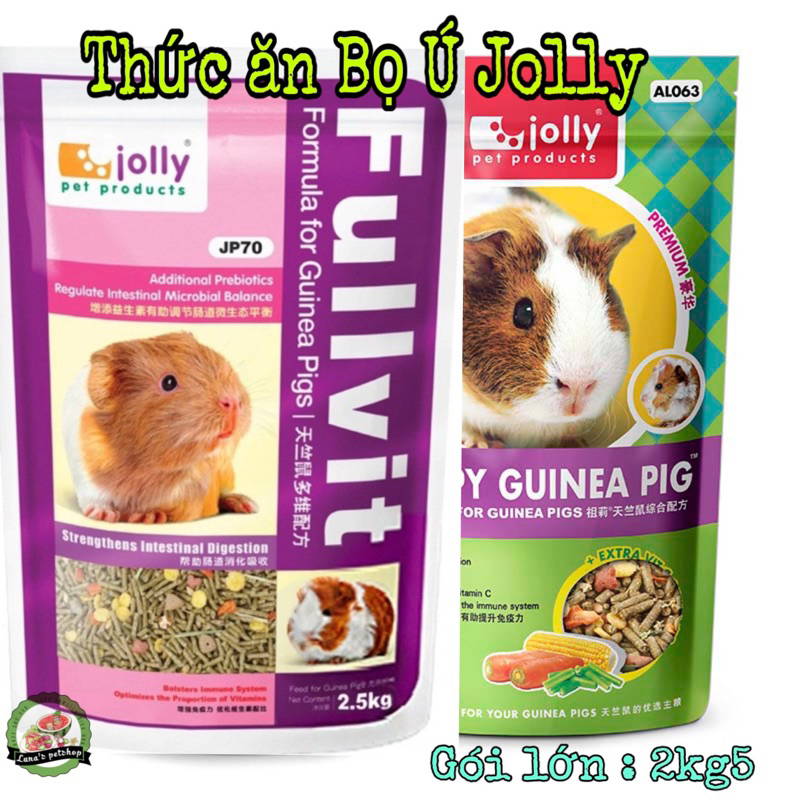 Thức ăn cho bọ ú Jolly [2kg5]. Pellet cho guinea pig Jolly. Cỏ nén Fulvit/Crispy cho bọ/chuột lang