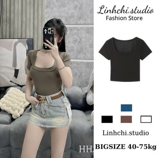 Áo babytee cổ vuông chất thun tăm co dãn 4 chiều thoáng mát BIGSIZE_Linhchi.studio