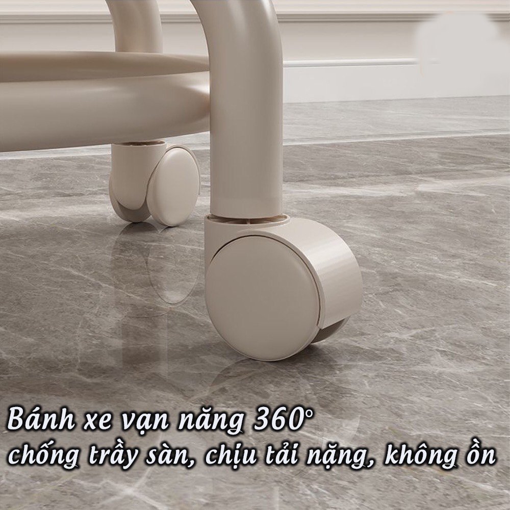 Ghế tròn xoay bệt có bánh xe xoay 360 độ Gingin Decor, Ghế đẩu đa năng chất liệu da PU êm ái. | BigBuy360 - bigbuy360.vn