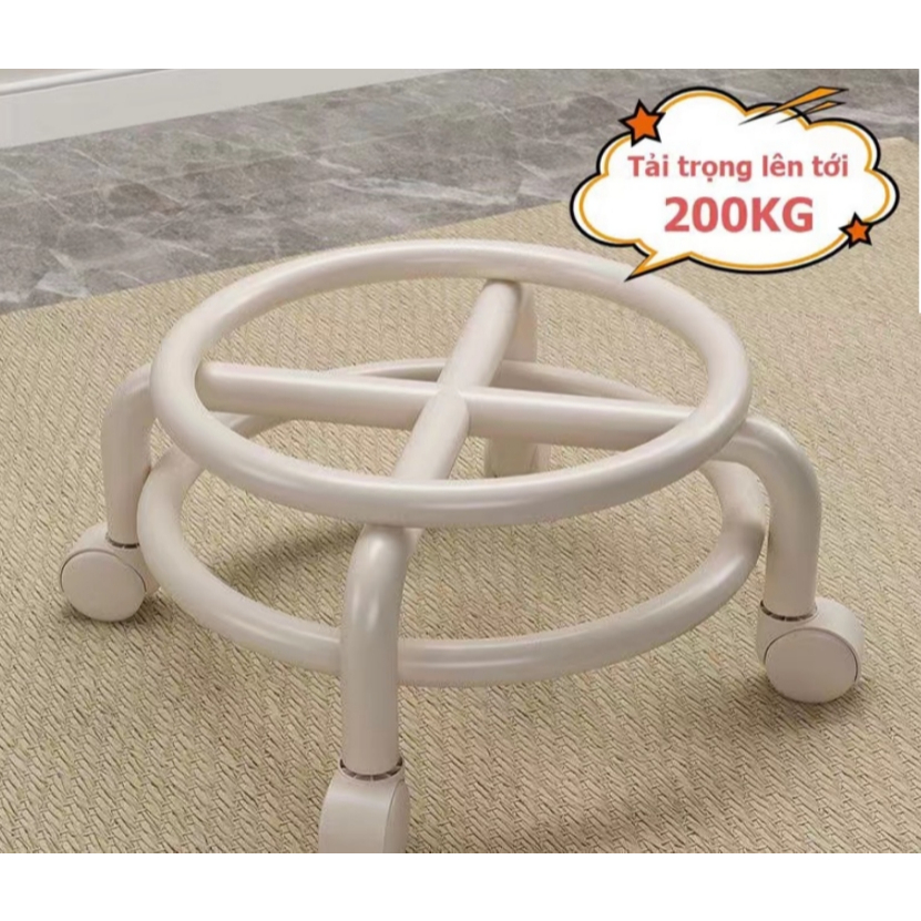 Ghế tròn xoay bệt có bánh xe xoay 360 độ Gingin Decor, Ghế đẩu đa năng chất liệu da PU êm ái. | BigBuy360 - bigbuy360.vn