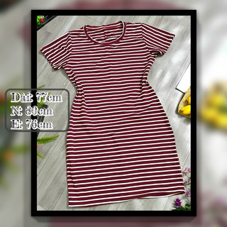 THANH LÝ ĐẦM THUN BODY KẺ SỌC NGANG