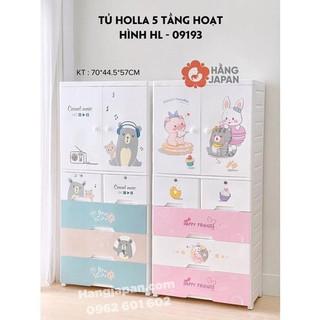 Tủ nhựa Holla 5 tầng họa tiết hoạt hình ngăn kéo cao cấp cho bé - Hàng chính hãng