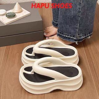 Dép thời trang nữ kẹp ngón đế bánh mì siêu nhẹ, dép tông nữ xỏ ngón đế cao 5cm