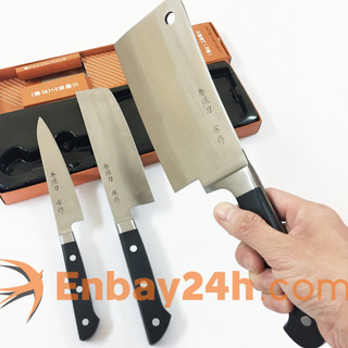 Bộ 3 Dao bếp cao cấp Super Chef Tiêu chuẩn Nhật Bản có Dao chặt xương nhỏ bảo hành 12 tháng GAF