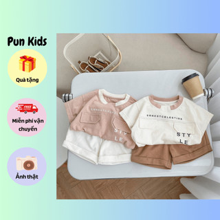 Set bộ áo thun cộc tay mùa hè chất cotton phối nắp túi phong cách Hàn Quốc cho bé trai từ 9-23kg BD90