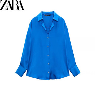 Made in morocco - áo sơ zara mi vải lụa satin kiểu cổ điển thời trang mùa xuân at2smg40n10