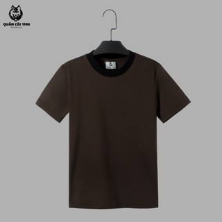 Áo thun cộc tay Nam ,Nữ At: 165 cổ phối ( Quân còi 1988 ) chất vải cottonUNI 280gsm Menswear Trắng Cổ Tròn