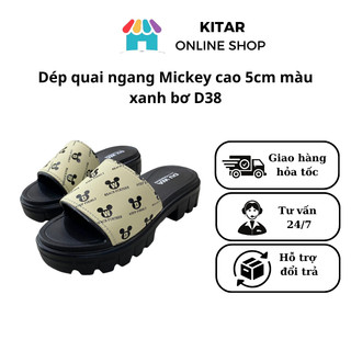 Dép nữ quai ngang mickey đế bánh mì 5cm chống trơn, chất Eva nhẹ, size 36-39 màu đen, trắng, bơ D38