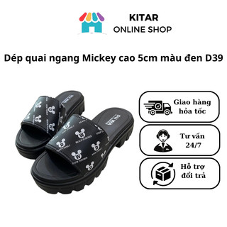 Dép nữ quai ngang mickey đế bánh mì 5cm chống trơn, chất Eva nhẹ, size 36-39 màu đen, trắng, bơ D39